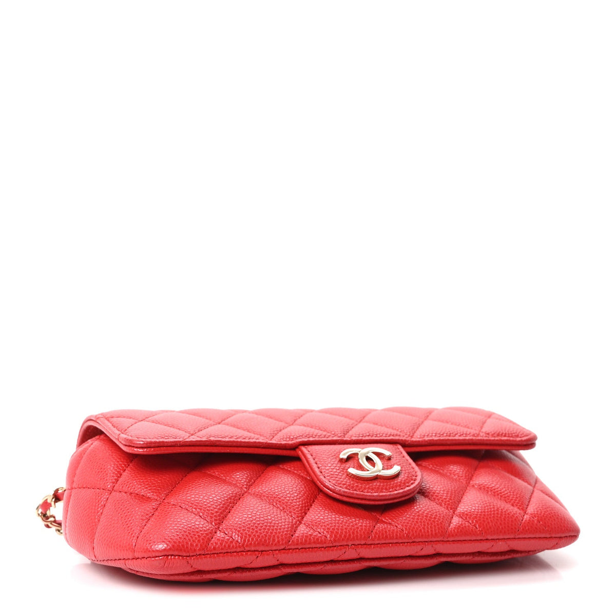 Quilted Caviar Handbag - Red