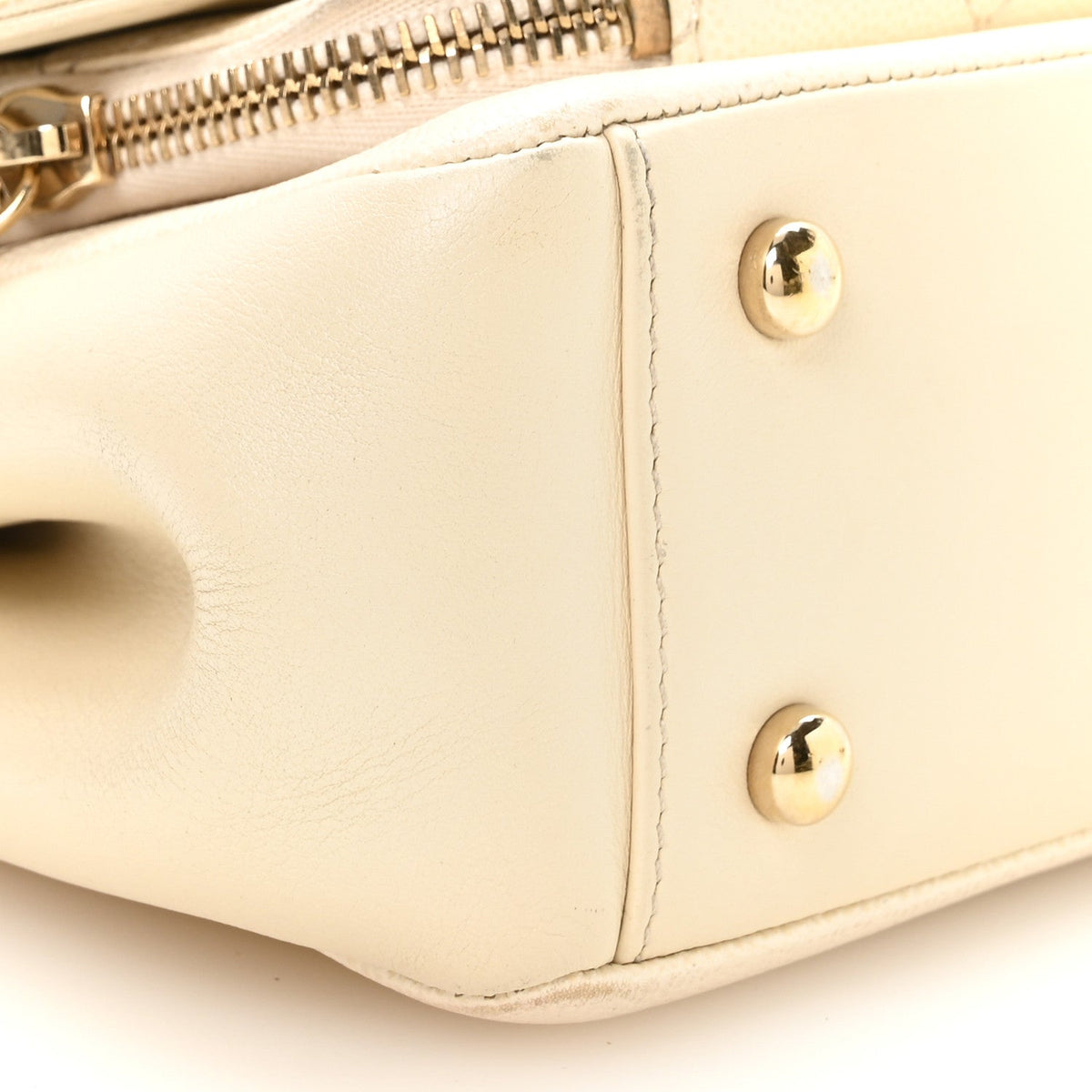 Small Quilted Caviar Flap Shoulder Bag - White