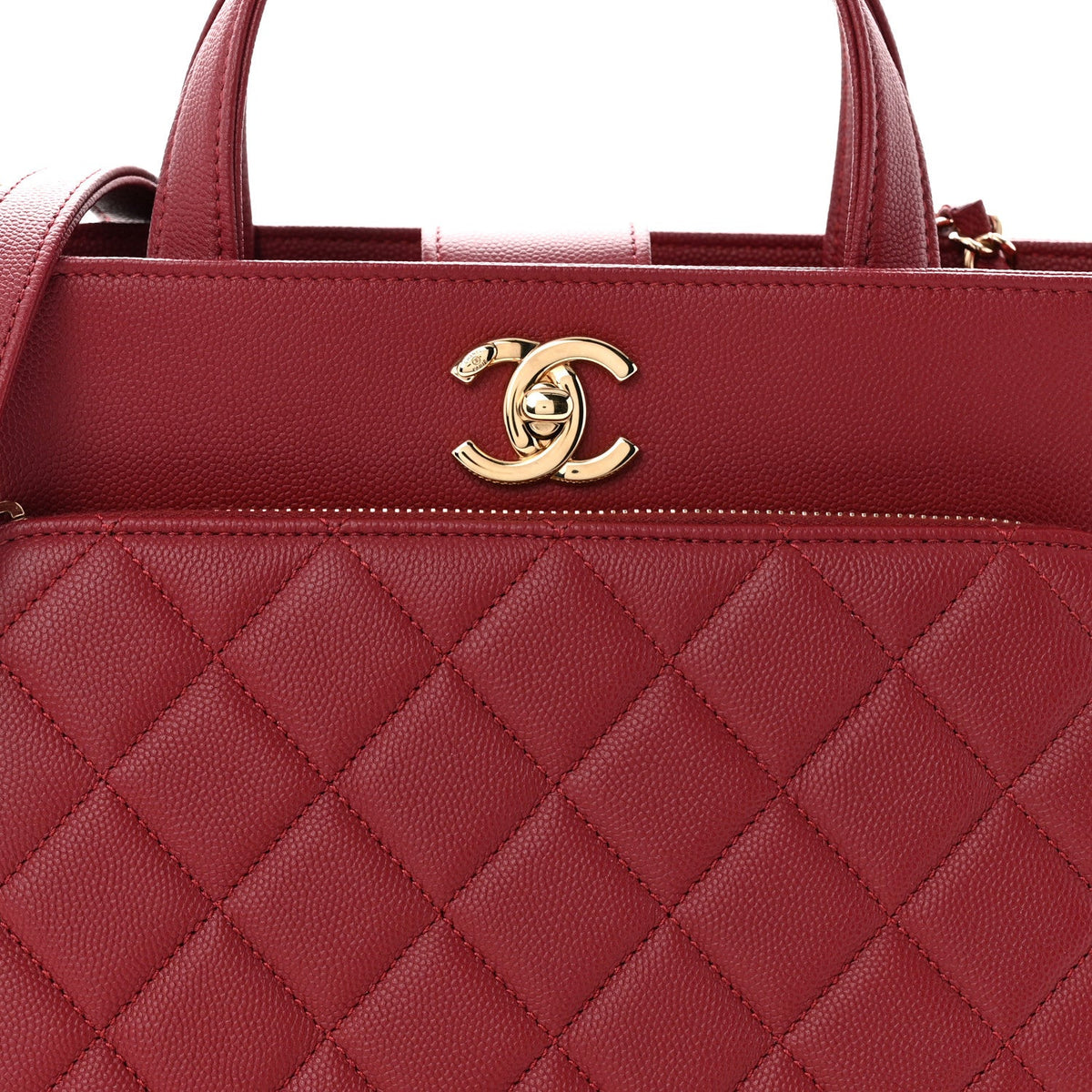 Small Quilted Caviar Handbag - Red