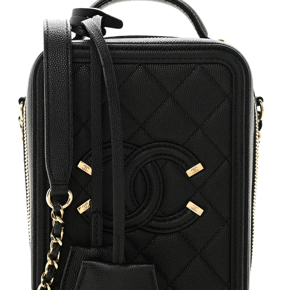 Quilted Caviar Handbag - Black