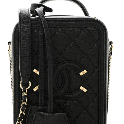 Quilted Caviar Handbag - Black