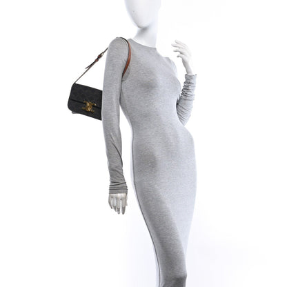 Calfskin Canvas Shoulder Bag - Tan