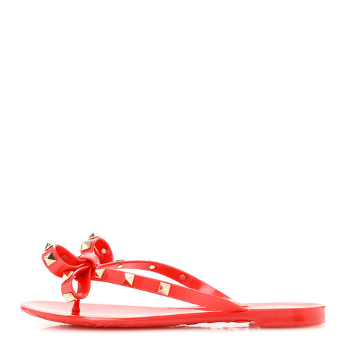 Garavanipvc Jelly Rockstud Bow Thong Sandals Rosso