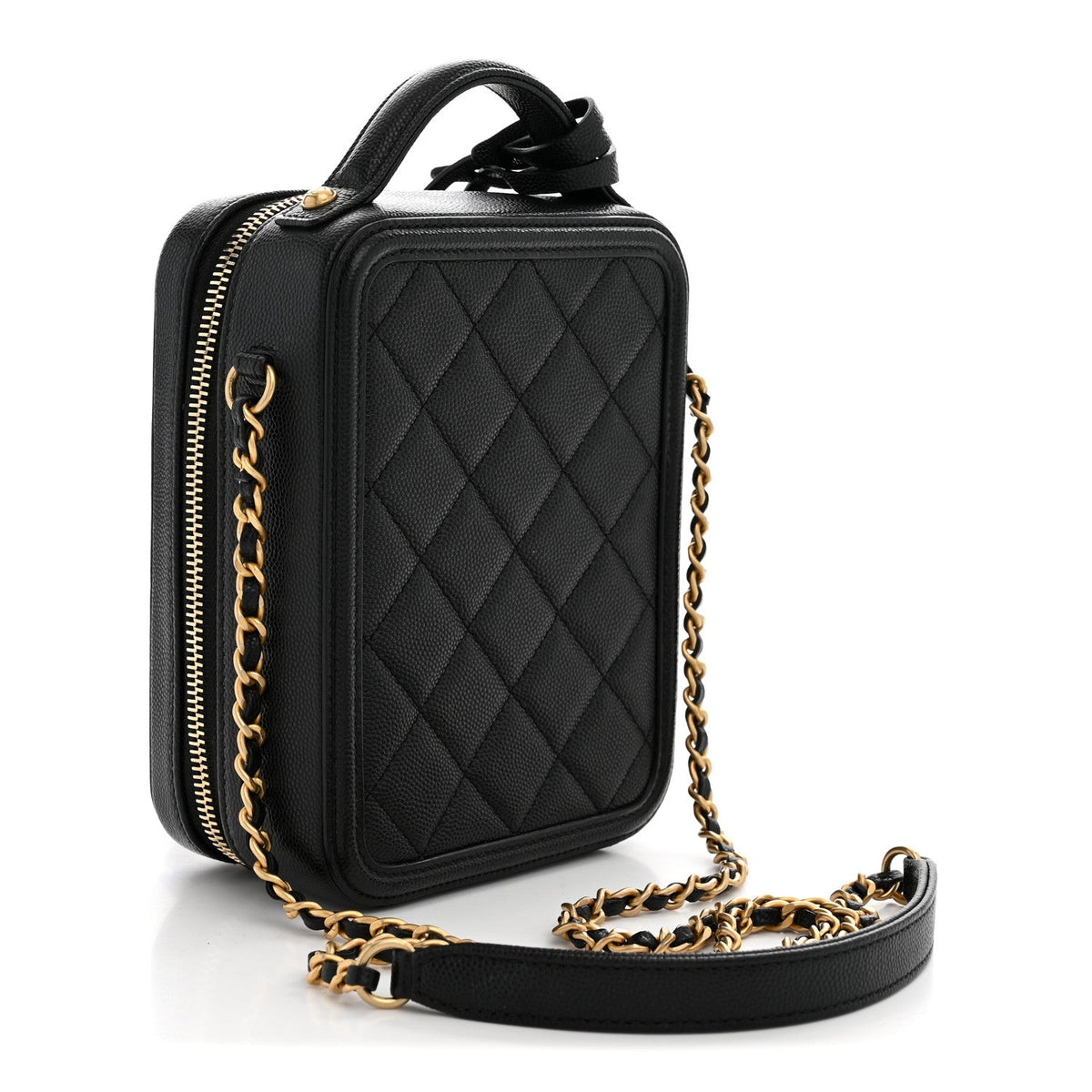 Quilted Caviar Handbag - Black