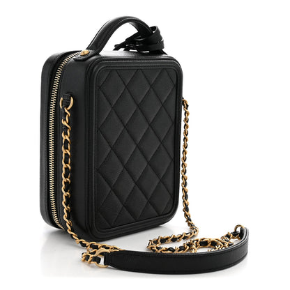 Quilted Caviar Handbag - Black