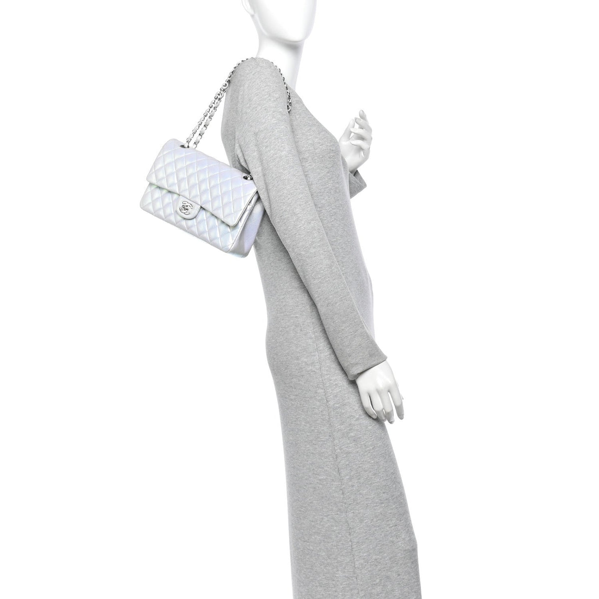 Medium Quilted Lambskin Flap Shoulder Bag - Light Blue