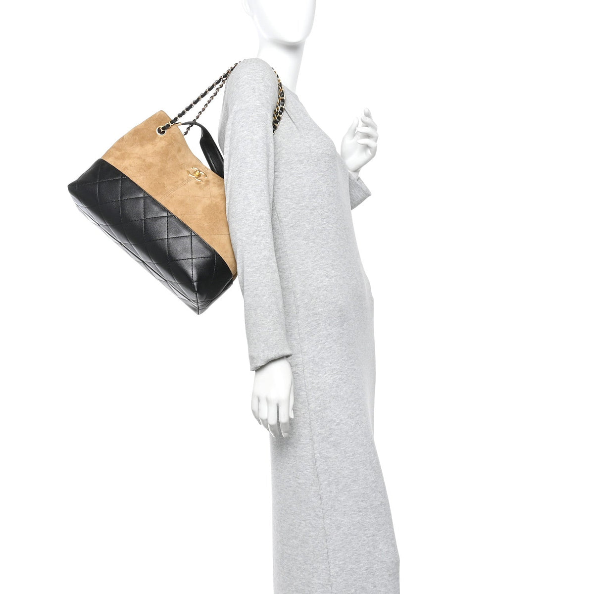 Small Quilted Lambskin Handbag - Beige