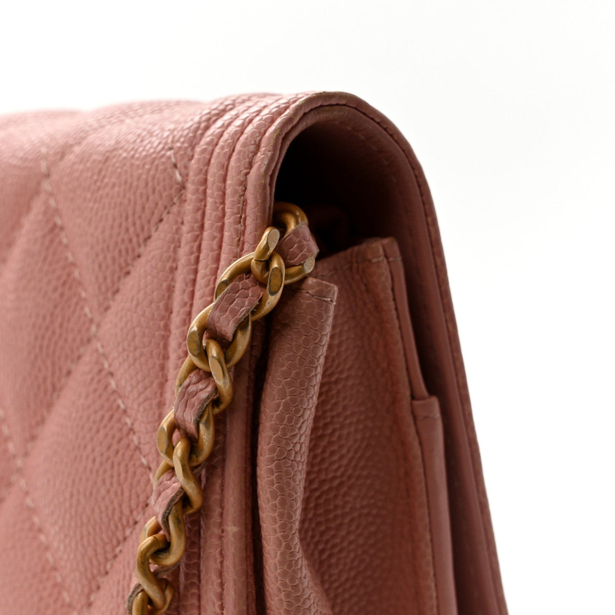 Quilted Caviar Wallet Bag - Pink