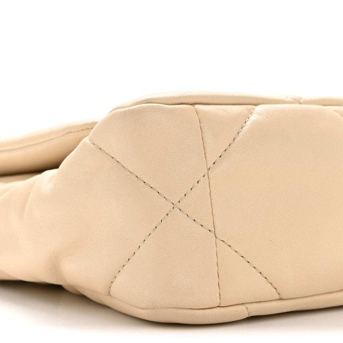 Medium Quilted Lambskin Flap Shoulder Bag - Beige