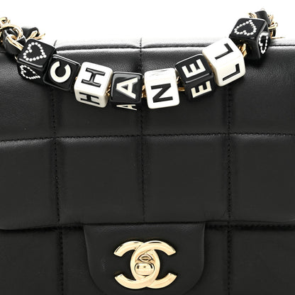 Mini Quilted Lambskin Flap Shoulder Bag - Black