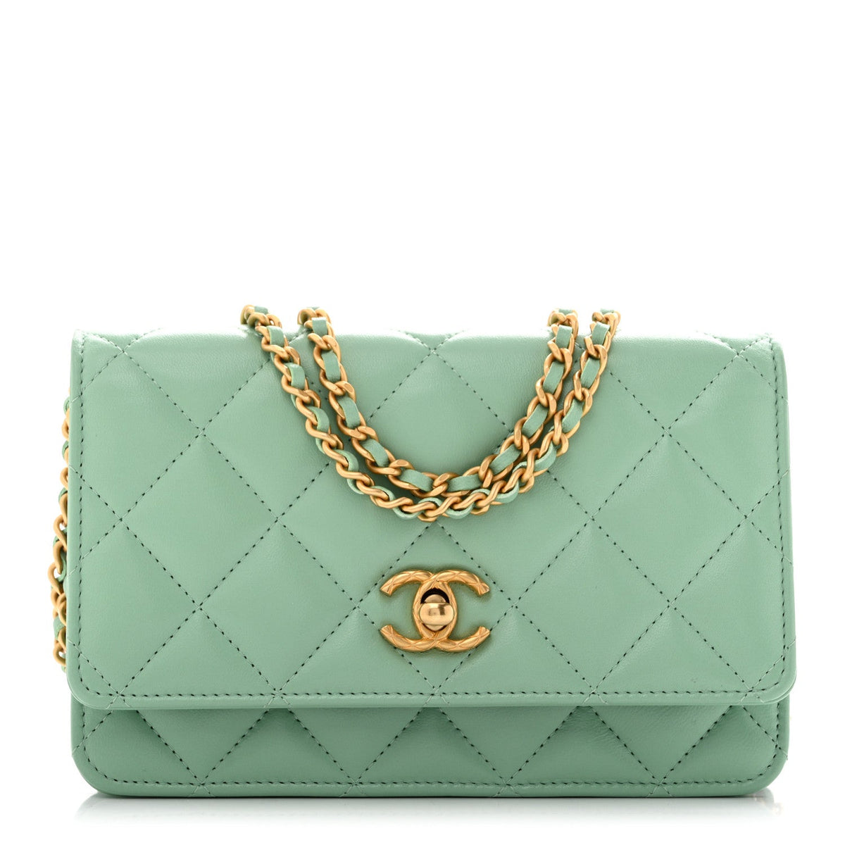 Quilted Lambskin Wallet Bag - Green