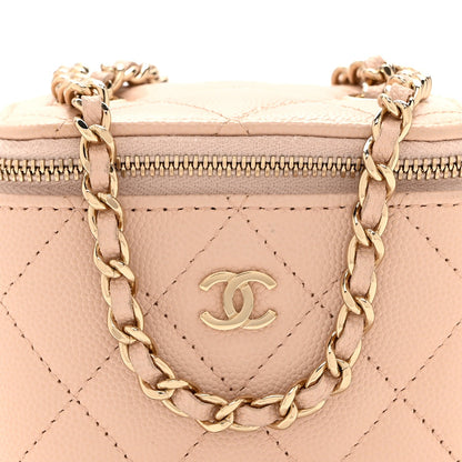 Mini Quilted Caviar Handbag - Beige
