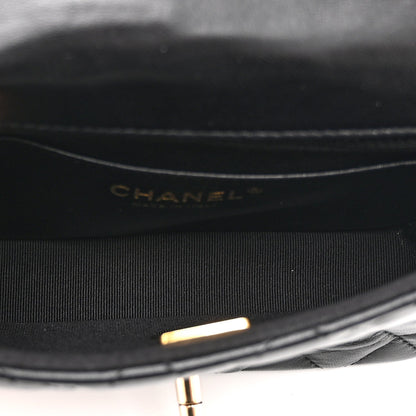 Mini Quilted Lambskin Flap Shoulder Bag - Black