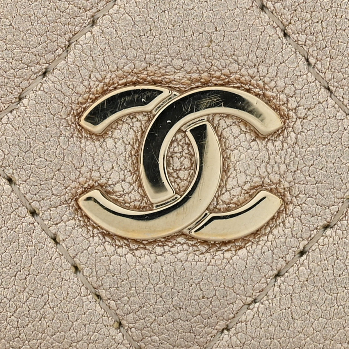 Mini Quilted Lambskin Wallet Bag - Gold