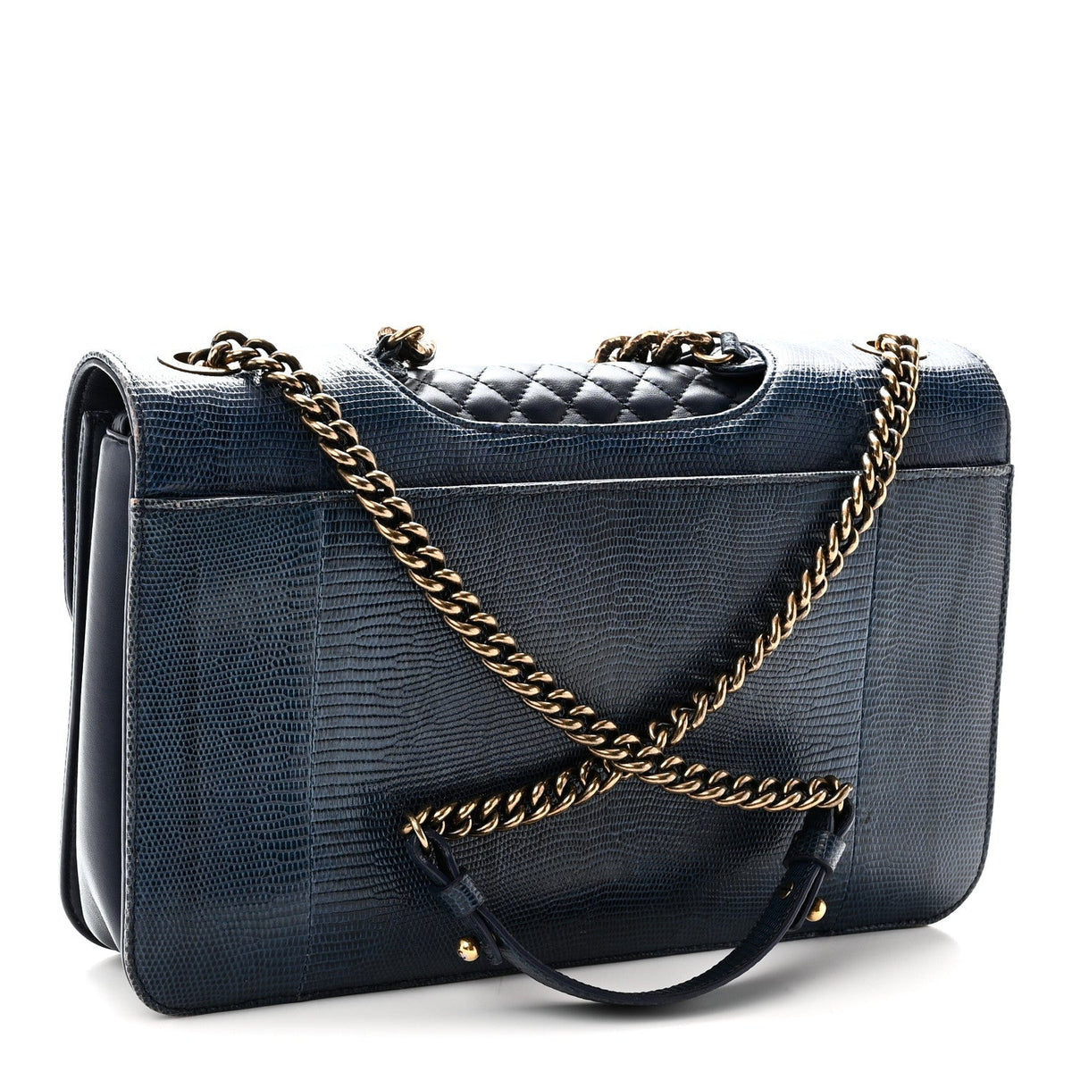 Large Quilted Lambskin Flap Shoulder Bag - Blue