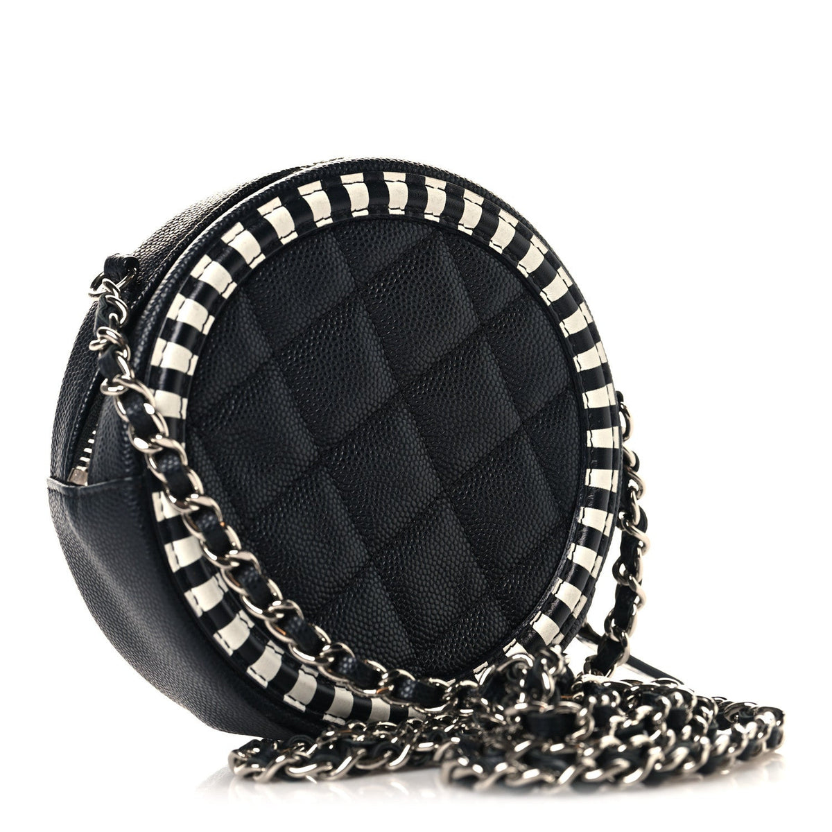 Quilted Caviar Clutch Bag - Black