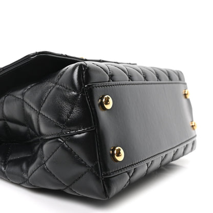 Mini Quilted Calfskin Flap Shoulder Bag - Gold