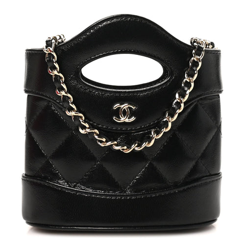 Nano Quilted Lambskin Clutch Bag - Black