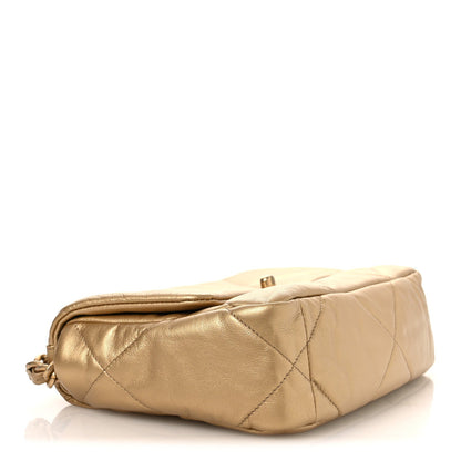 Medium Quilted Goatskin Flap Shoulder Bag - Gold