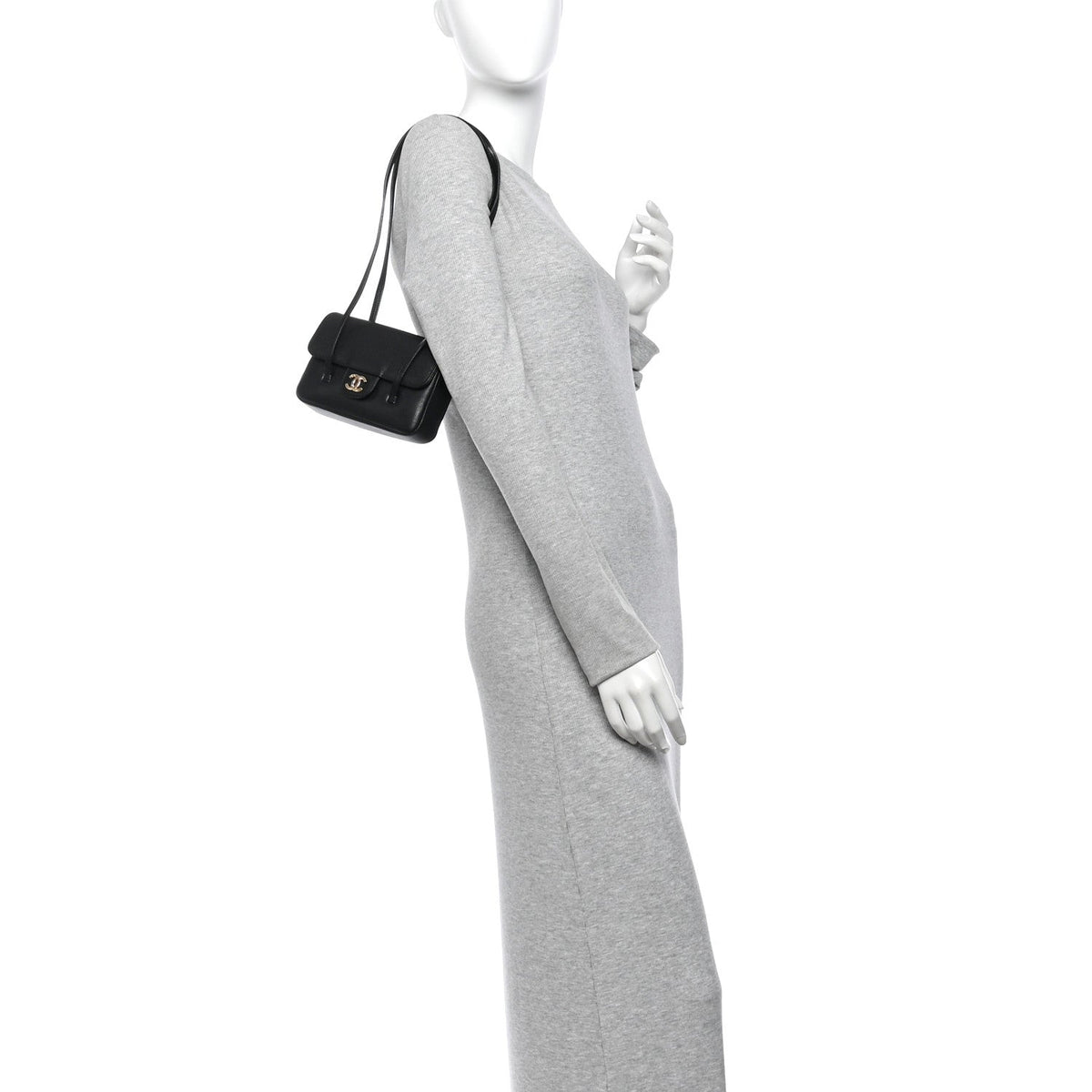 Mini Caviar Shoulder Bag - Black