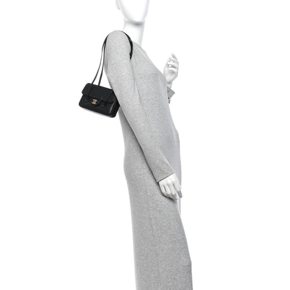Mini Caviar Shoulder Bag - Black
