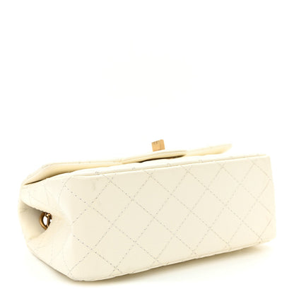 Mini Quilted Calfskin Flap Shoulder Bag - White