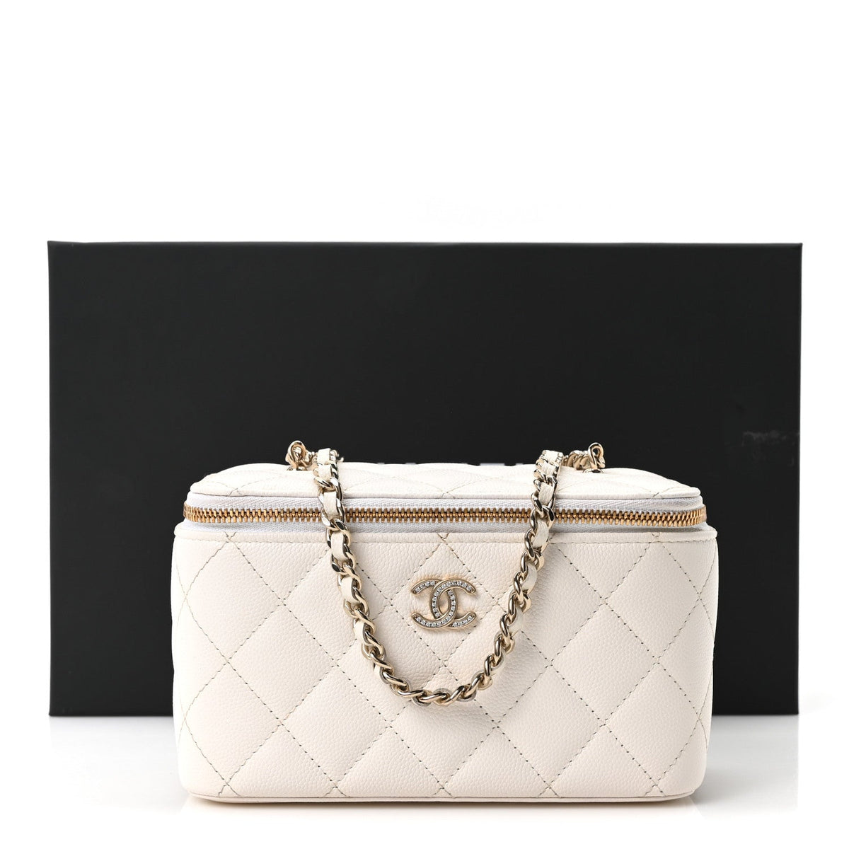 Quilted Caviar Handbag - White