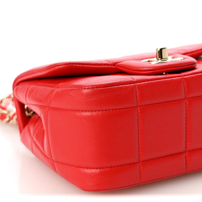 Mini Quilted Lambskin Flap Shoulder Bag - Red