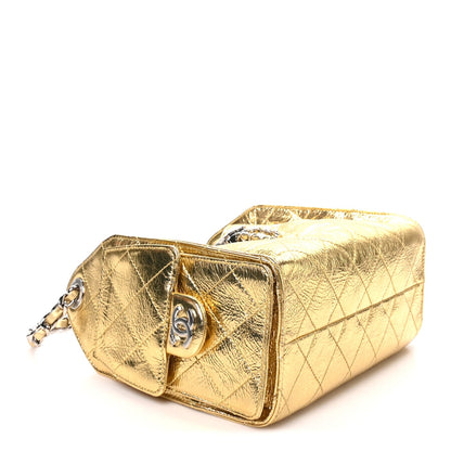 Mini Quilted Calfskin Handbag - Gold