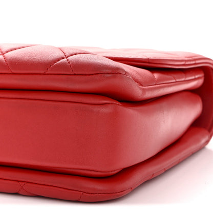 Medium Quilted Lambskin Flap Shoulder Bag - Red