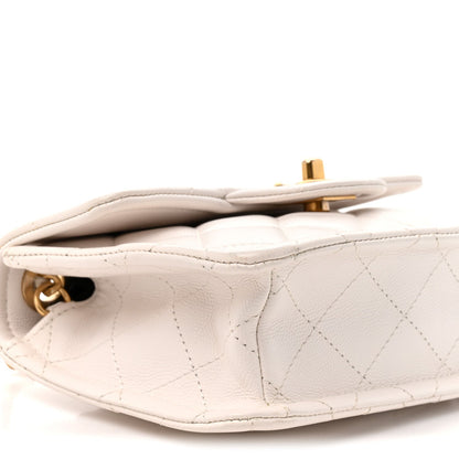 Mini Quilted Caviar Flap Shoulder Bag - White