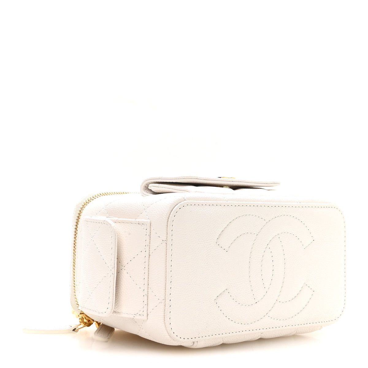 Quilted Caviar Handbag - White