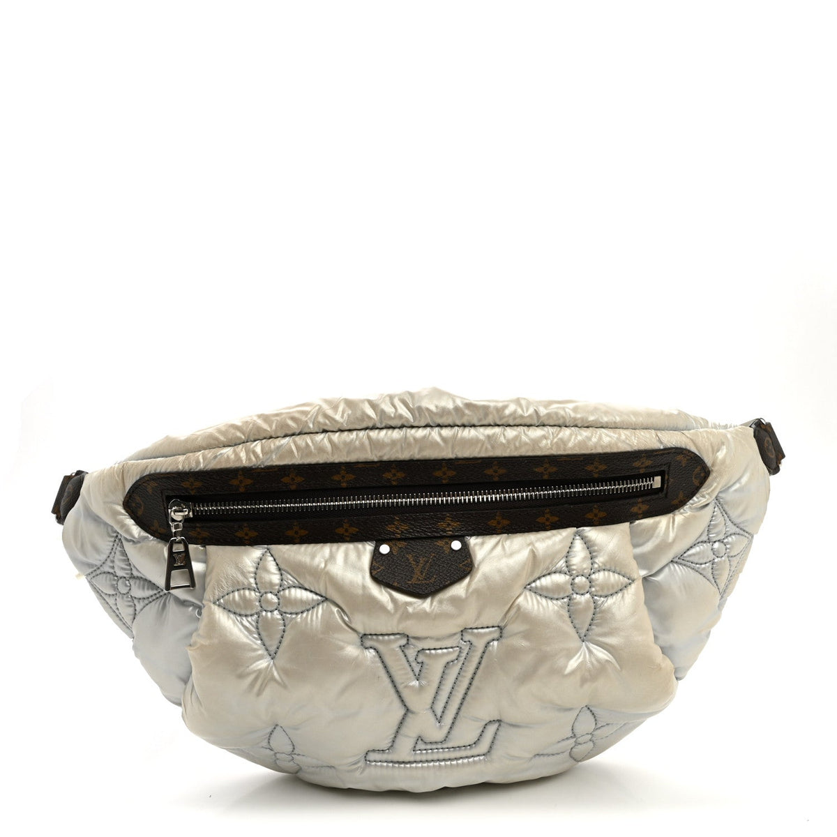 Econyl Monogram Pillow Bumbag Silver Handbag