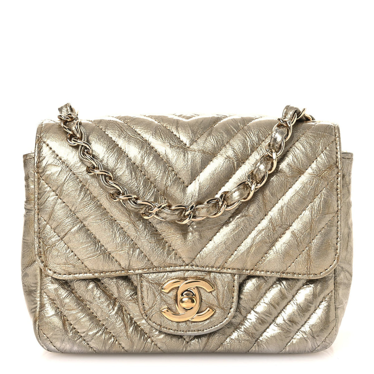 Mini Quilted Calfskin Flap Shoulder Bag - Gold
