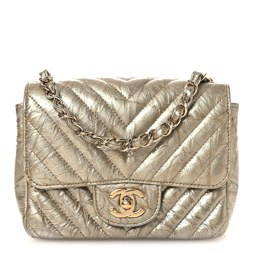 Mini Quilted Calfskin Flap Shoulder Bag - Gold