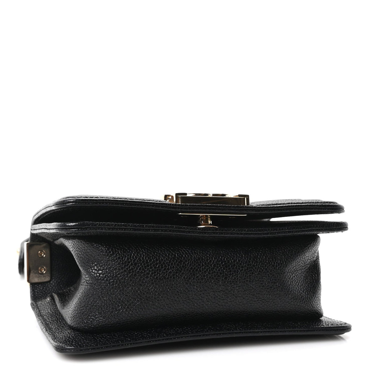 Mini Quilted Caviar Flap Shoulder Bag - Black