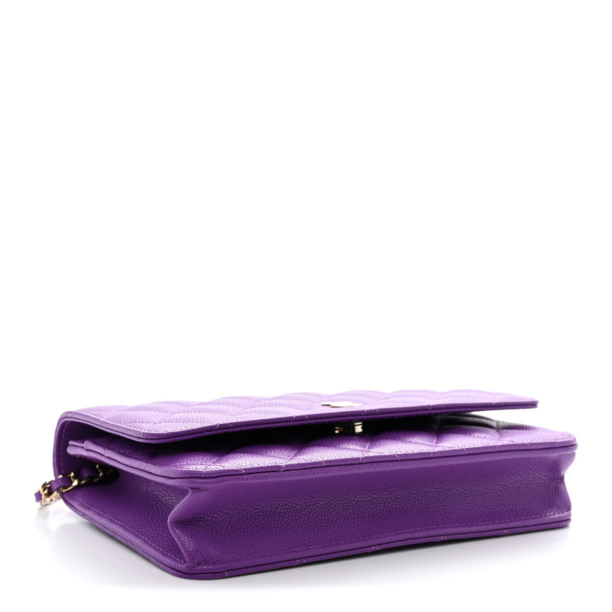 Quilted Caviar Wallet Bag - Purple