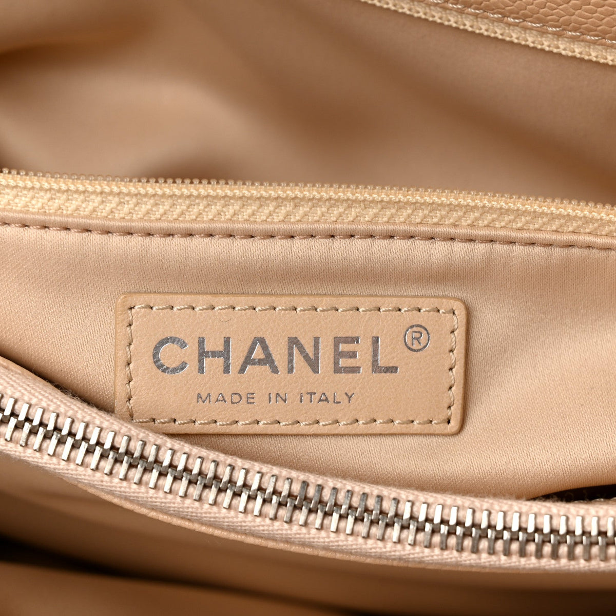 Quilted Caviar Tote Bag - Beige