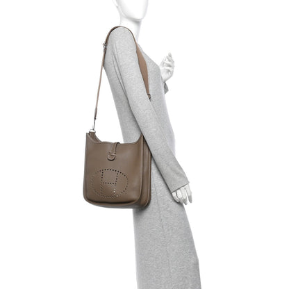 Taurillon Clemence Evelyne Iii Pm Etoupe Handbag
