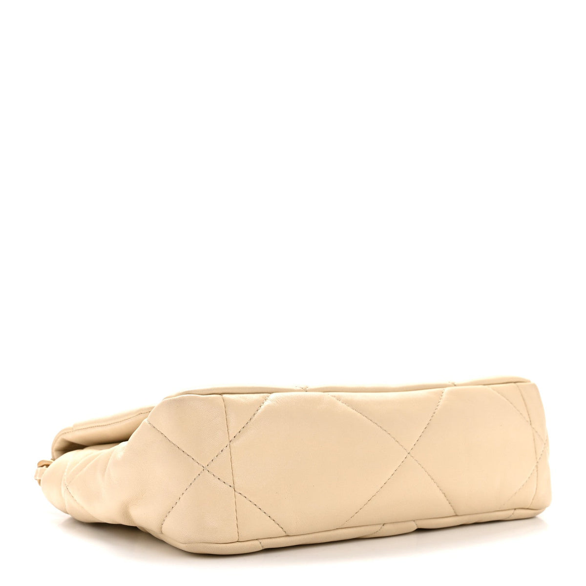 Medium Quilted Lambskin Flap Shoulder Bag - Beige