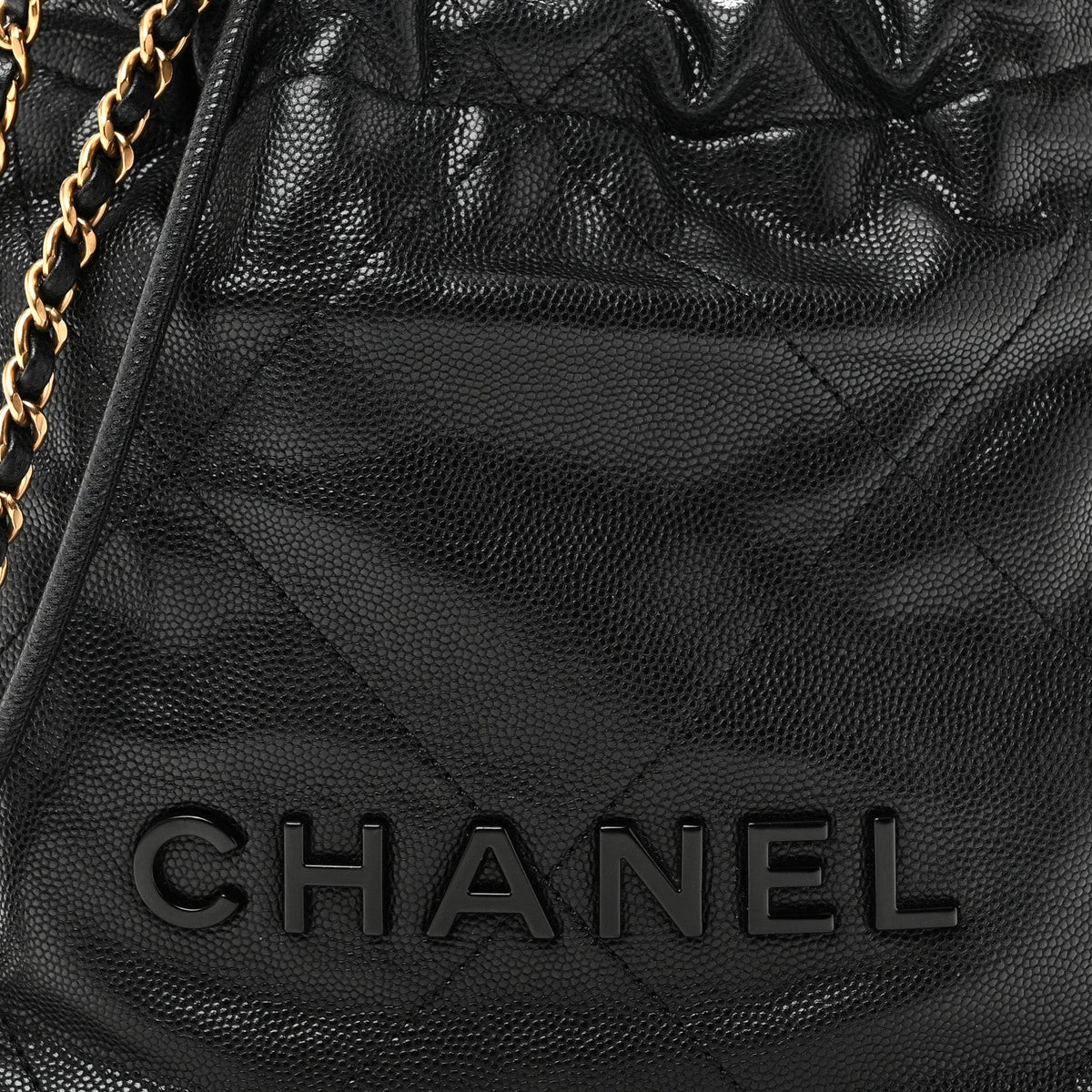 Mini Quilted Caviar Handbag - Black