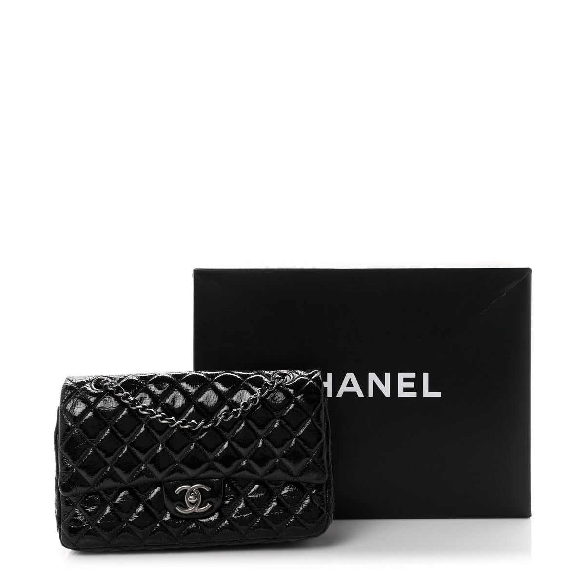 Medium Quilted Flap Shoulder Bag - Black