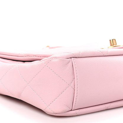 Medium Quilted Caviar Flap Shoulder Bag - Pink