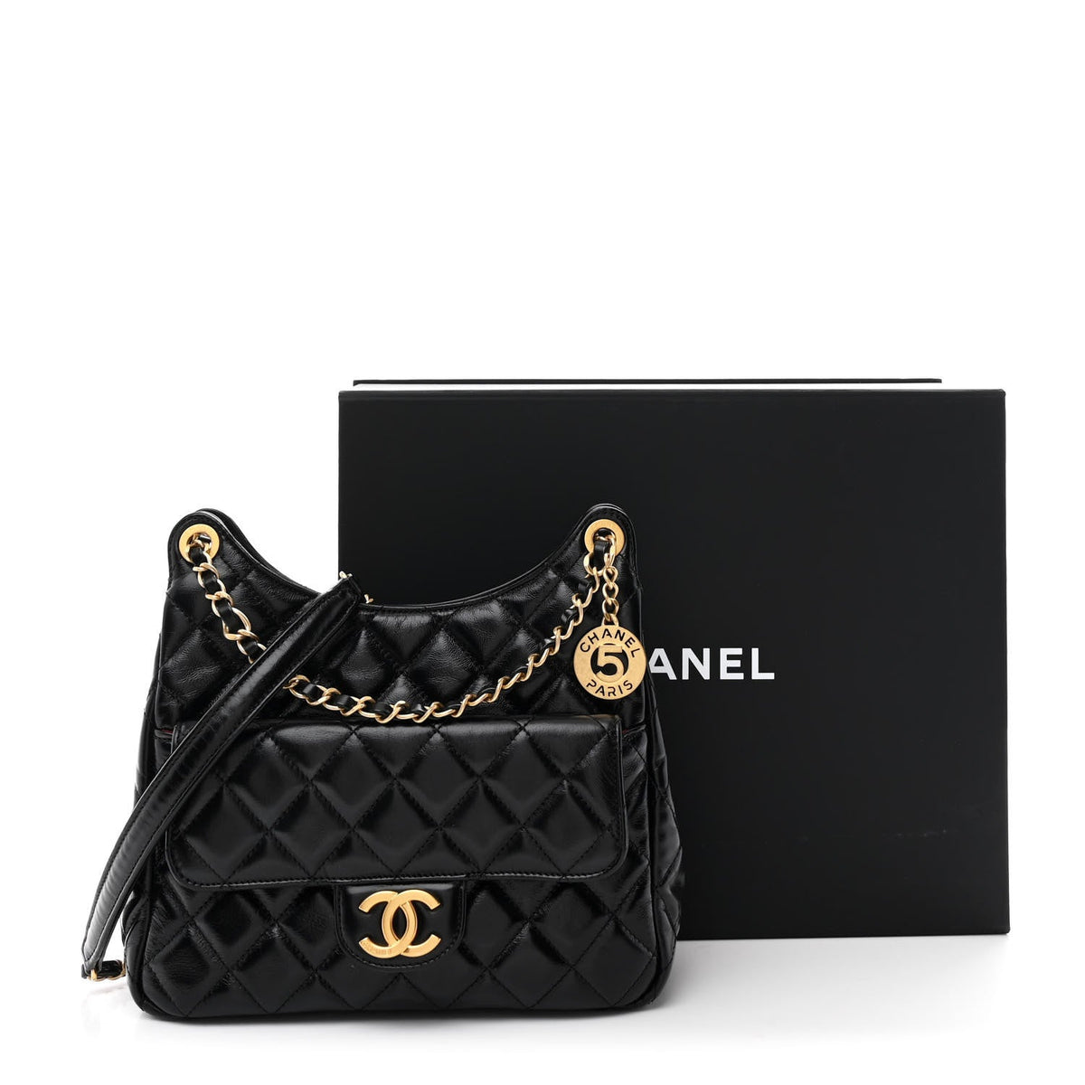 Quilted Calfskin Hobo Bag - Black