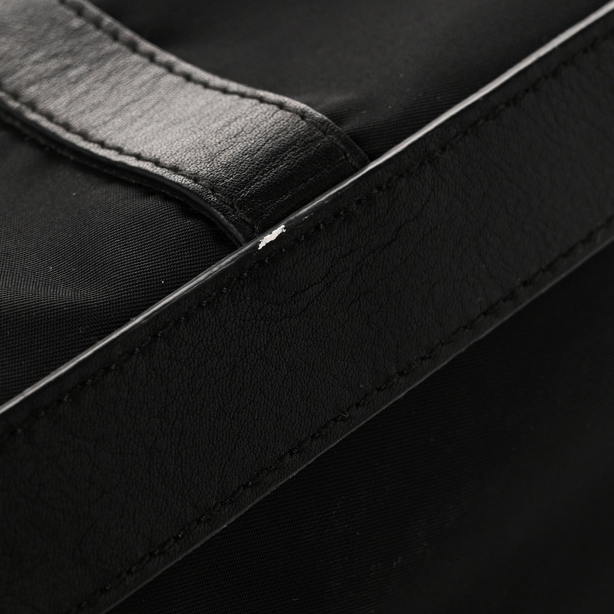 Leather Nylon Tote Bag - Black