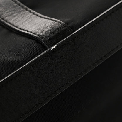 Leather Nylon Tote Bag - Black