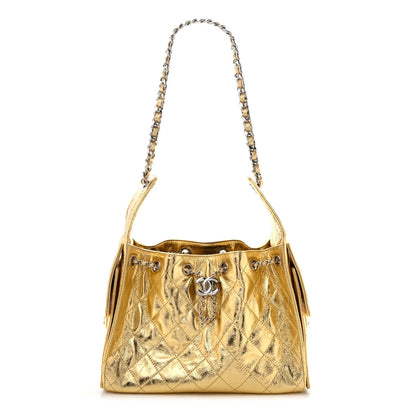 Small Quilted Calfskin Handbag - Gold