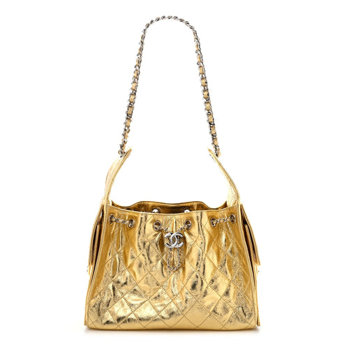 Small Quilted Calfskin Handbag - Gold