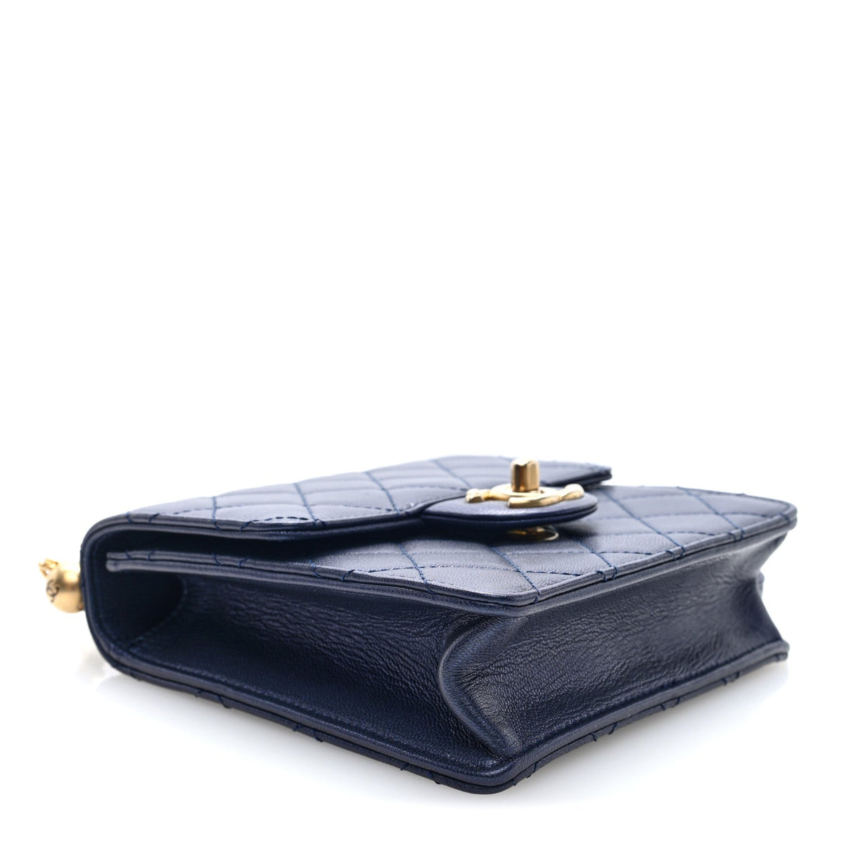Quilted Lambskin Flap Shoulder Bag - Blue