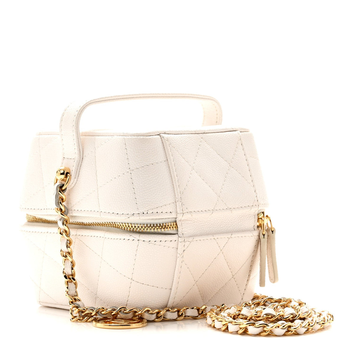 Quilted Caviar Handbag - White
